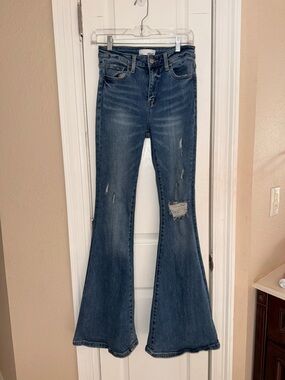Women's Vervet Size 26 Distressed Flare Jeans - Dark Blue